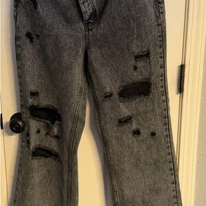 Graffiti large Distressed Gray Women's Jeans